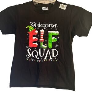 NWT Port & Company Black Kid's T Shirt Elf Squad Christmas Size XS